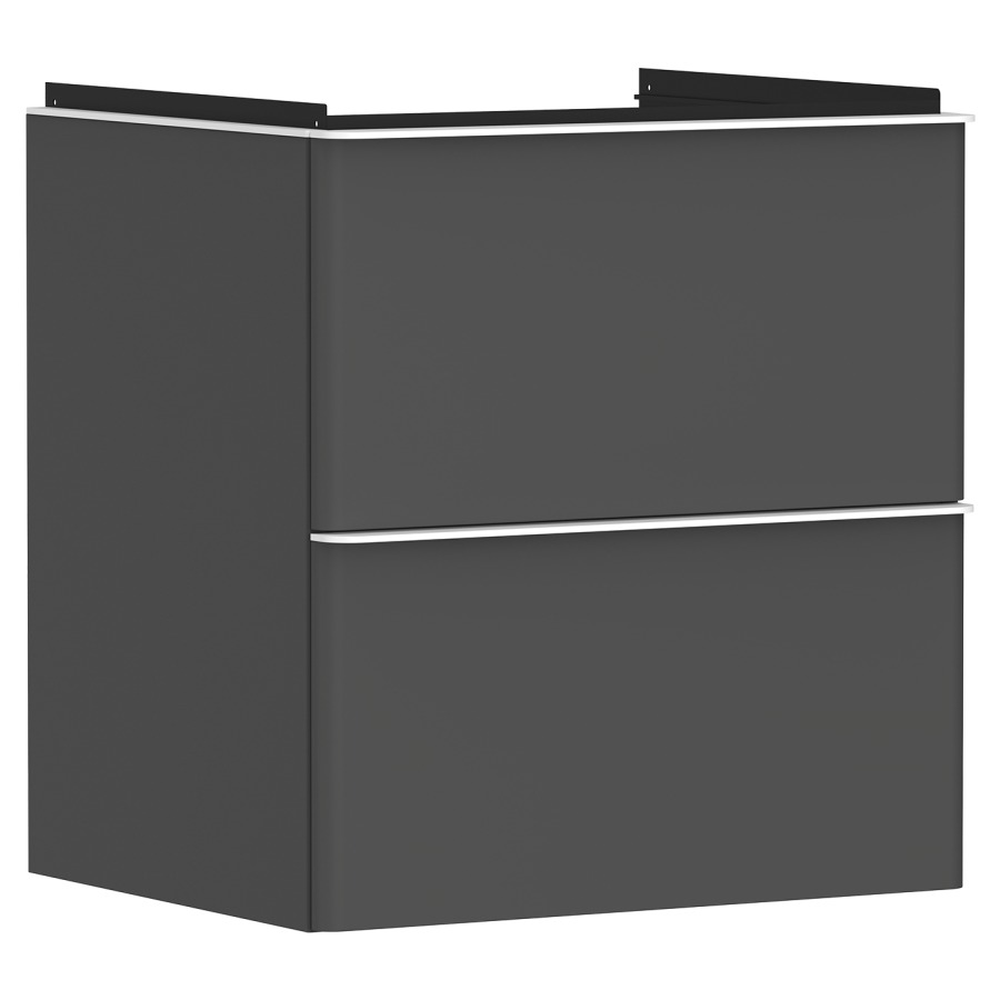 Élément inférieur XELU Q
58,0 x 60,5 x 47,5 cm
suspendu, élément à 2 tiroirs
siphon gain de place inclus
avec matériel de fixation
pour lavabo 234 324