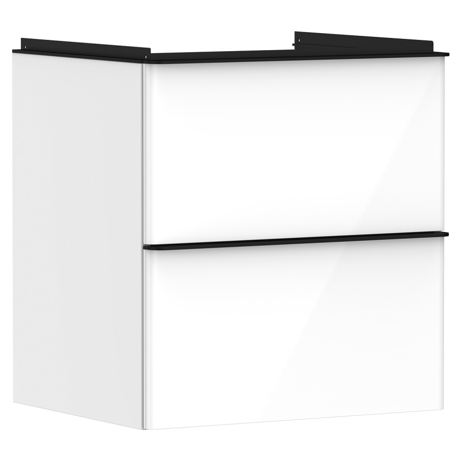 Élément inférieur XELU Q
58,0 x 60,5 x 47,5 cm
suspendu, élément à 2 tiroirs
siphon gain de place inclus
avec matériel de fixation
pour lavabo 234 324