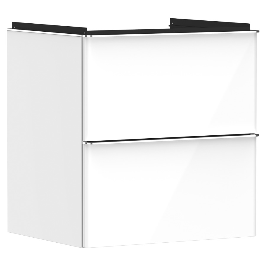 Élément inférieur XELU Q
58,0 x 60,5 x 47,5 cm
suspendu, élément à 2 tiroirs
siphon gain de place inclus
avec matériel de fixation
pour lavabo 234 324