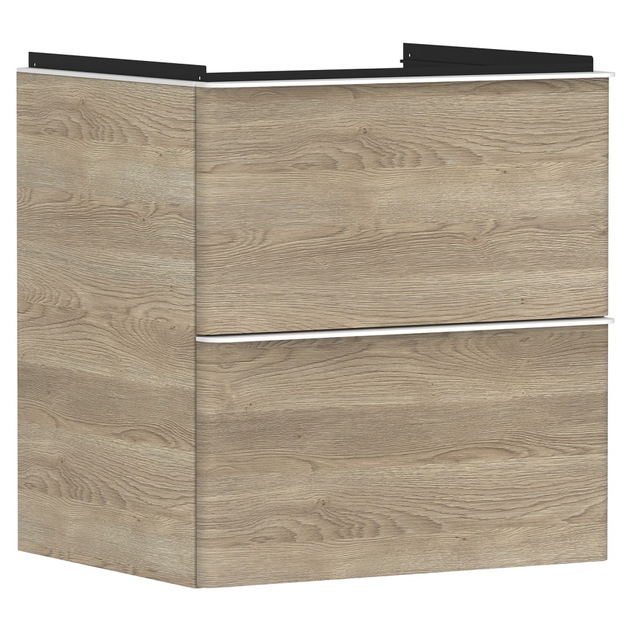 Élément inférieur XELU Q
58,0 x 60,5 x 47,5 cm
suspendu, élément à 2 tiroirs
siphon gain de place inclus
avec matériel de fixation
pour lavabo 234 324