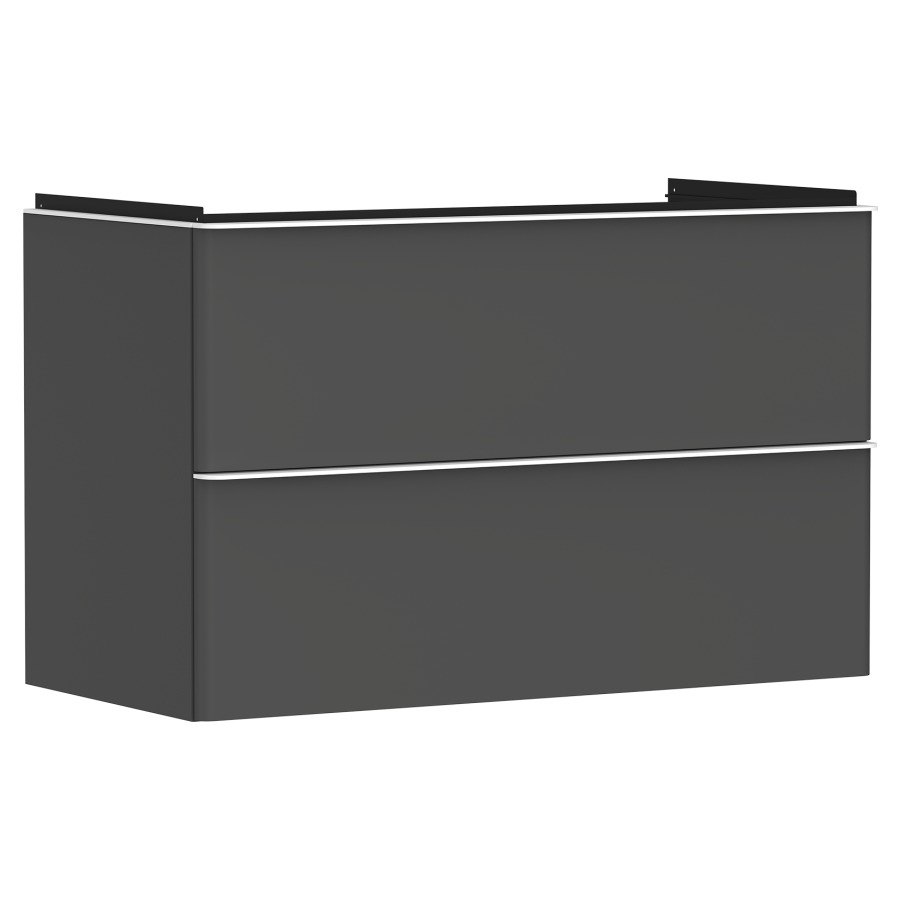 Élément inférieur XELU Q
98,0 x 60,5 x 47,5 cm
suspendu, élément à 2 tiroirs
siphon gain de place inclus
avec matériel de fixation
pour lavabo 234 328