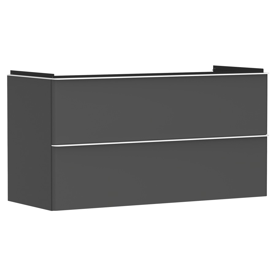 Élément inférieur XELU Q
118,0 x 60,5 x 47,5 cm
suspendu, élément à 2 tiroirs
siphon gain de place inclus
avec matériel de fixation
pour lavabo 234 329