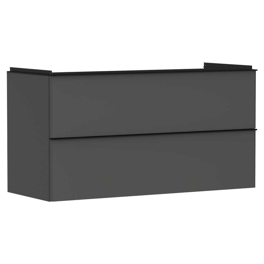 Élément inférieur XELU Q
118,0 x 60,5 x 47,5 cm
suspendu, élément à 2 tiroirs
siphon gain de place inclus
avec matériel de fixation
pour lavabo 234 329