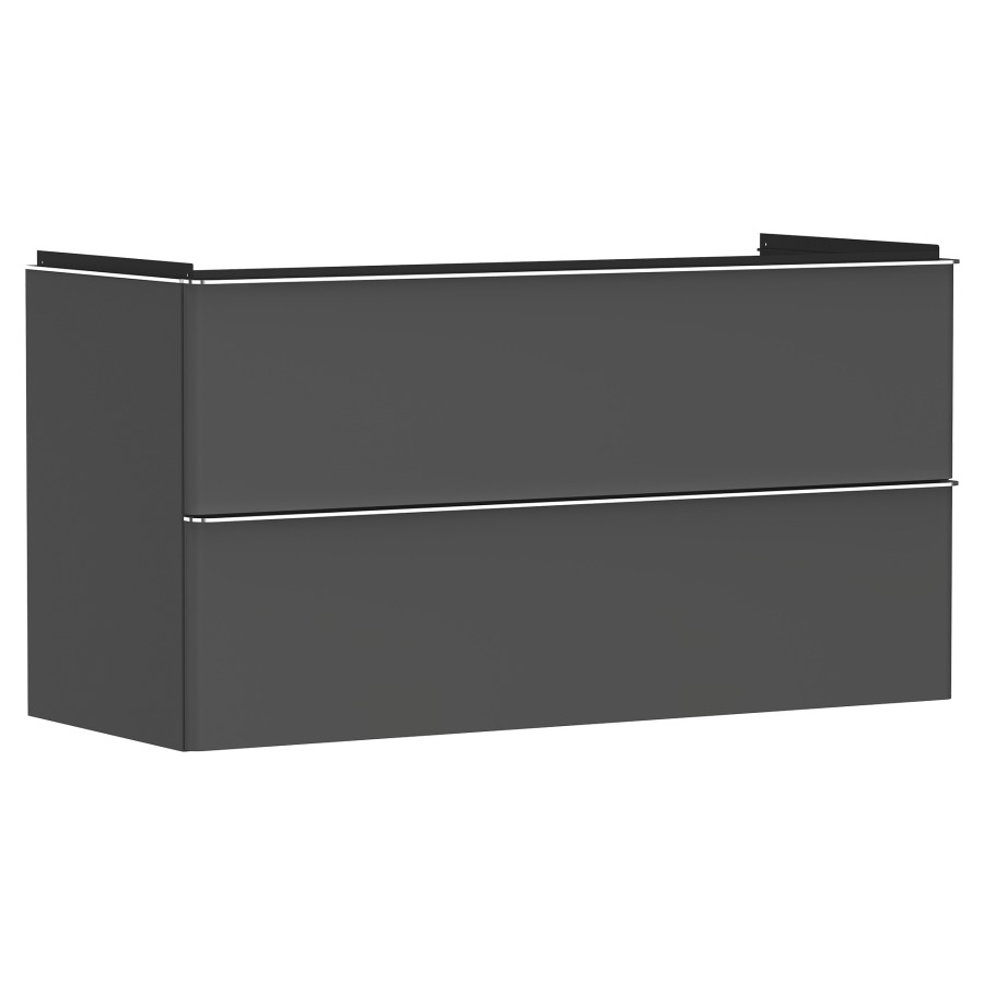 Élément inférieur XELU Q
118,0 x 60,5 x 47,5 cm
suspendu, élément à 2 tiroirs
siphon gain de place inclus
avec matériel de fixation
pour lavabo 234 329