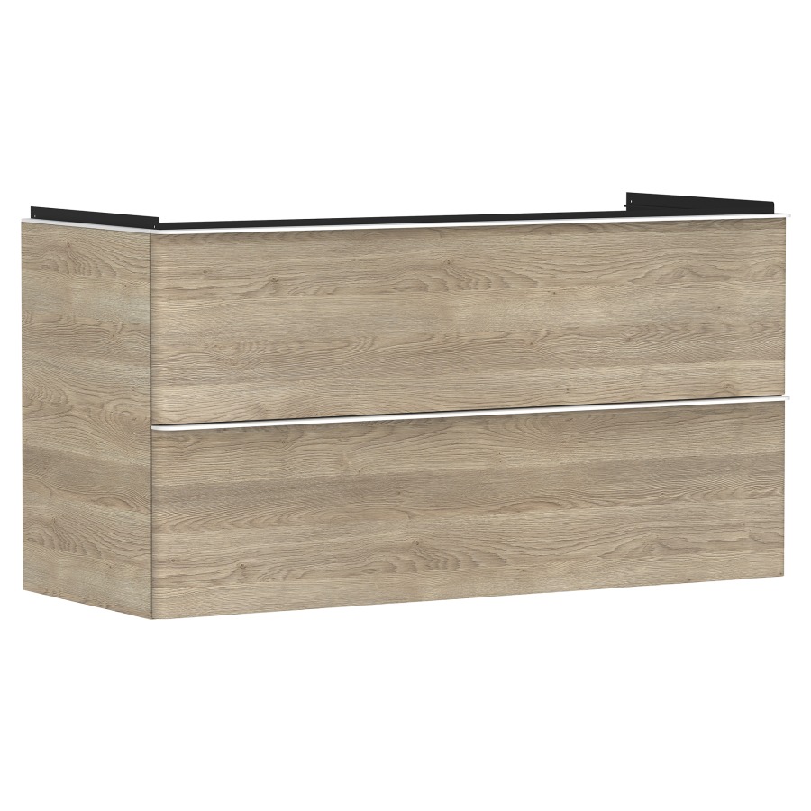 Élément inférieur XELU Q
118,0 x 60,5 x 47,5 cm
suspendu, élément à 2 tiroirs
siphon gain de place inclus
avec matériel de fixation
pour lavabo 234 329