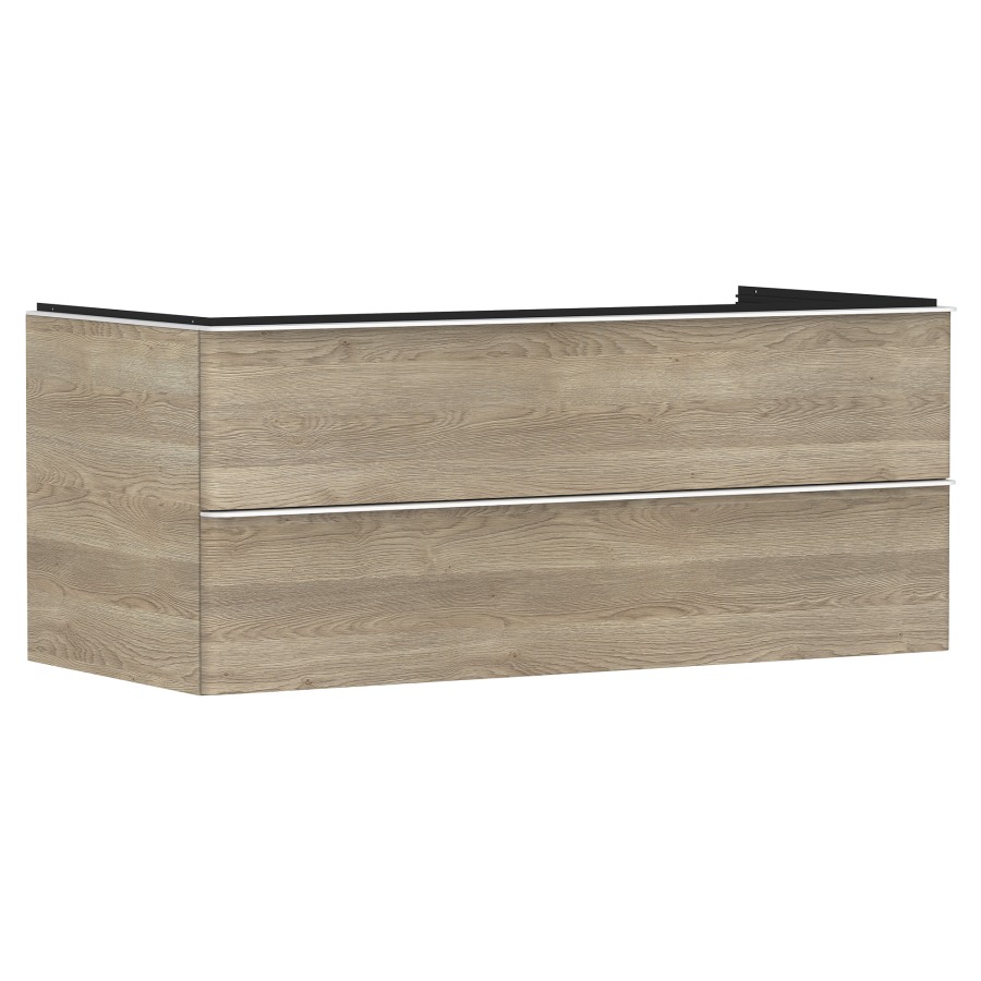 Élément inférieur XELU Q
118,0 x 48,5 x 55,0 cm
suspendu, élément à 2 tiroirs
avec matériel de fixation
pour recouvrement avec lavabo
à poser