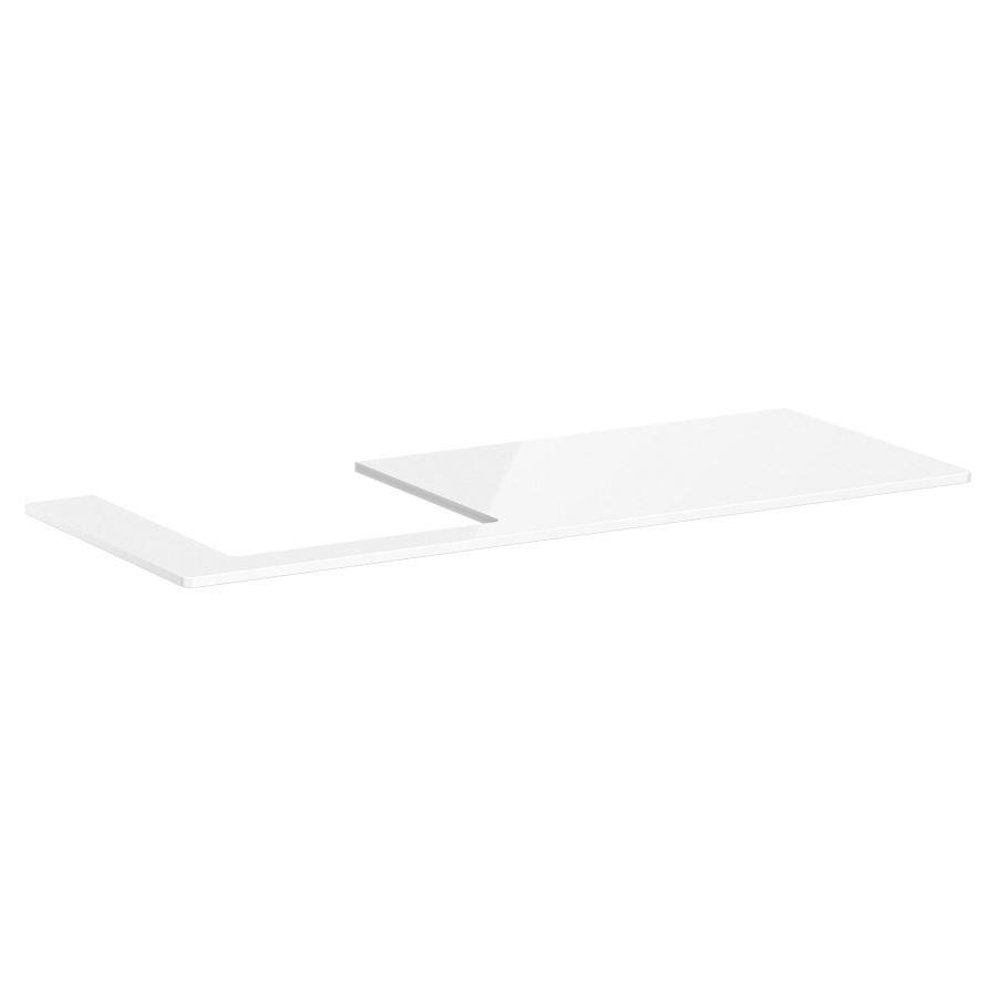 Table de lavabo XELU Q
136,0 x 1,6 x 55,0 cm
découpe à gauche
siphon gain de place inclus
pour lavabo à poser 234 321