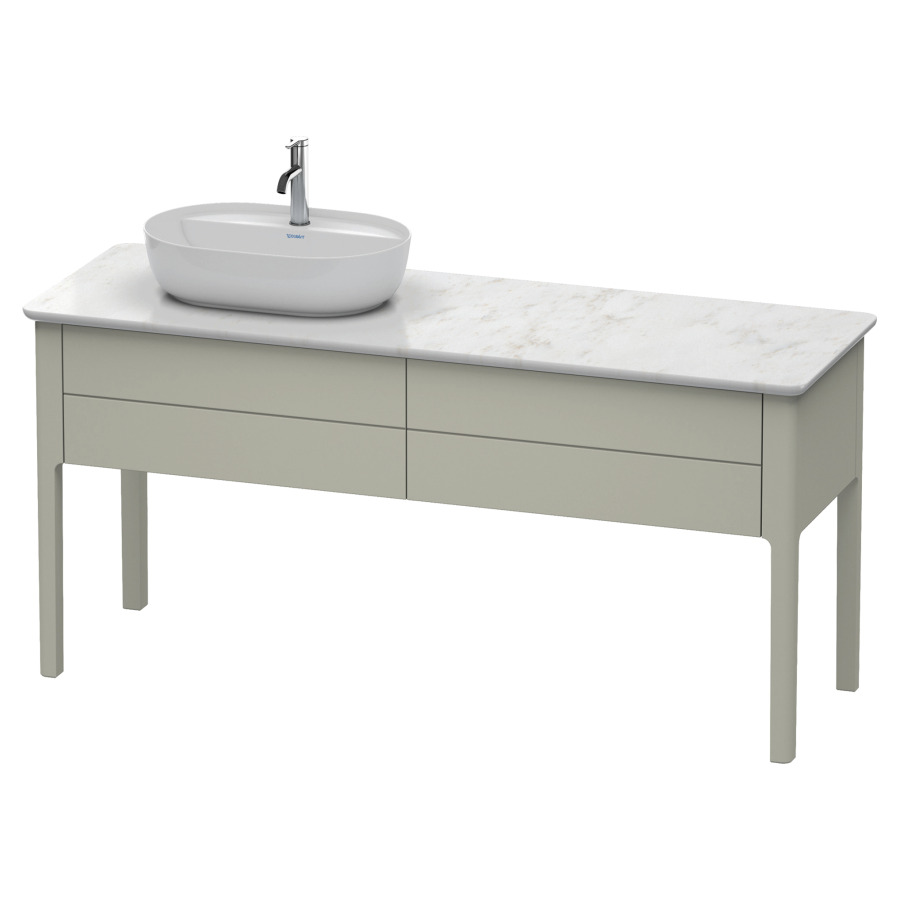 Élément inférieur LUV
173,3 x 74,3 x 57,0 cm
pose libre, 2 éléments à
chacun 1 tiroir, lavabo à
gauche