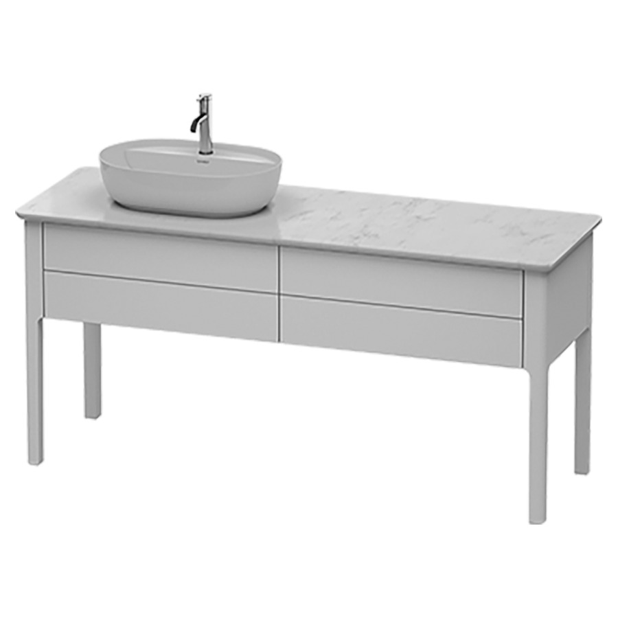 Élément inférieur LUV
173,3 x 74,3 x 57,0 cm
pose libre, 2 éléments à
chacun 1 tiroir, lavabo à
gauche