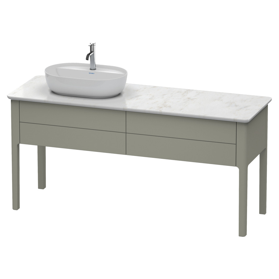 Élément inférieur LUV
173,3 x 74,3 x 57,0 cm
pose libre, 2 éléments à
chacun 1 tiroir, lavabo à
gauche
