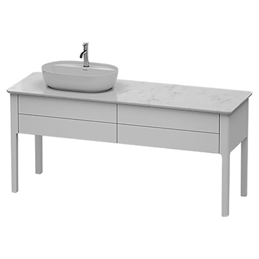 Élément inférieur LUV
173,3 x 74,3 x 57,0 cm
pose libre, 2 éléments à
chacun 1 tiroir, lavabo à
droite
