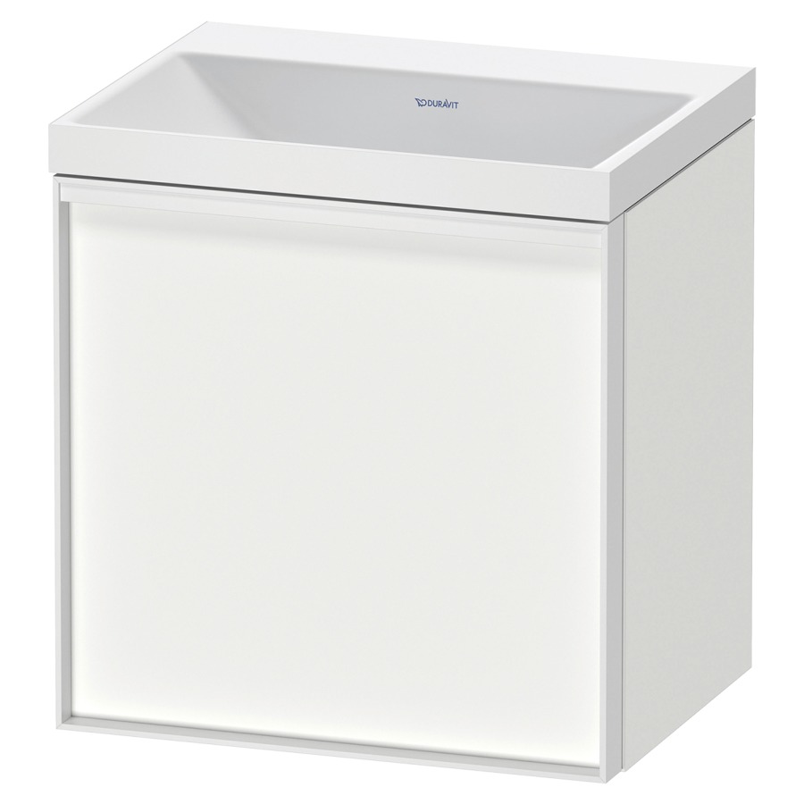 Combinaison de meuble VITRIUM
45 x 48,1 x 34,9 cm
armoire de tablette, 1 porte
charnières à droite, avec
lavabo fonte minérale DuroCast
sans trop-plein, sans trou de
robinetterie, avec siphon gain
de place et vidage