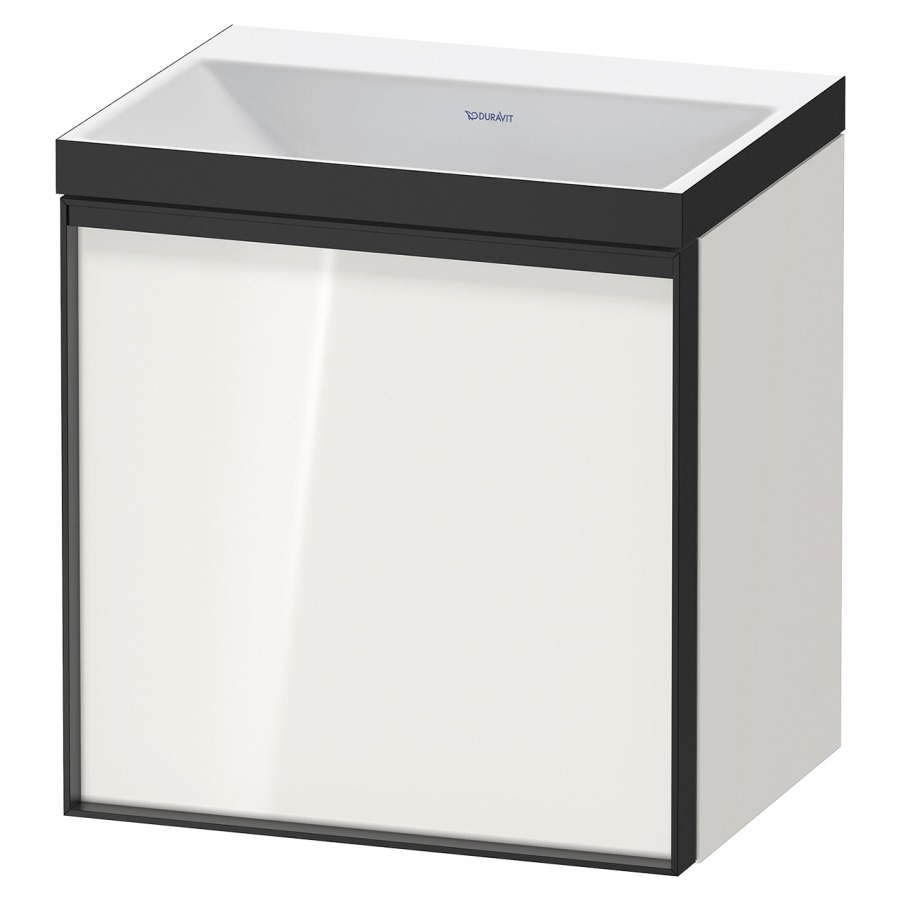Combinaison de meuble VITRIUM
45 x 48,1 x 34,9 cm
armoire de tablette, 1 porte
charnières à droite, avec
lavabo fonte minérale DuroCast
sans trop-plein, sans trou de
robinetterie, avec siphon gain
de place et vidage