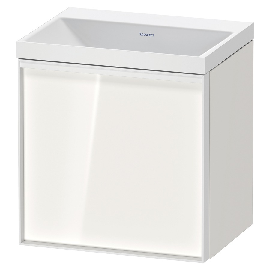 Combinaison de meuble VITRIUM
45 x 48,1 x 34,9 cm
armoire de tablette, 1 porte
charnières à droite, avec
lavabo fonte minérale DuroCast
sans trop-plein, sans trou de
robinetterie, avec siphon gain
de place et vidage