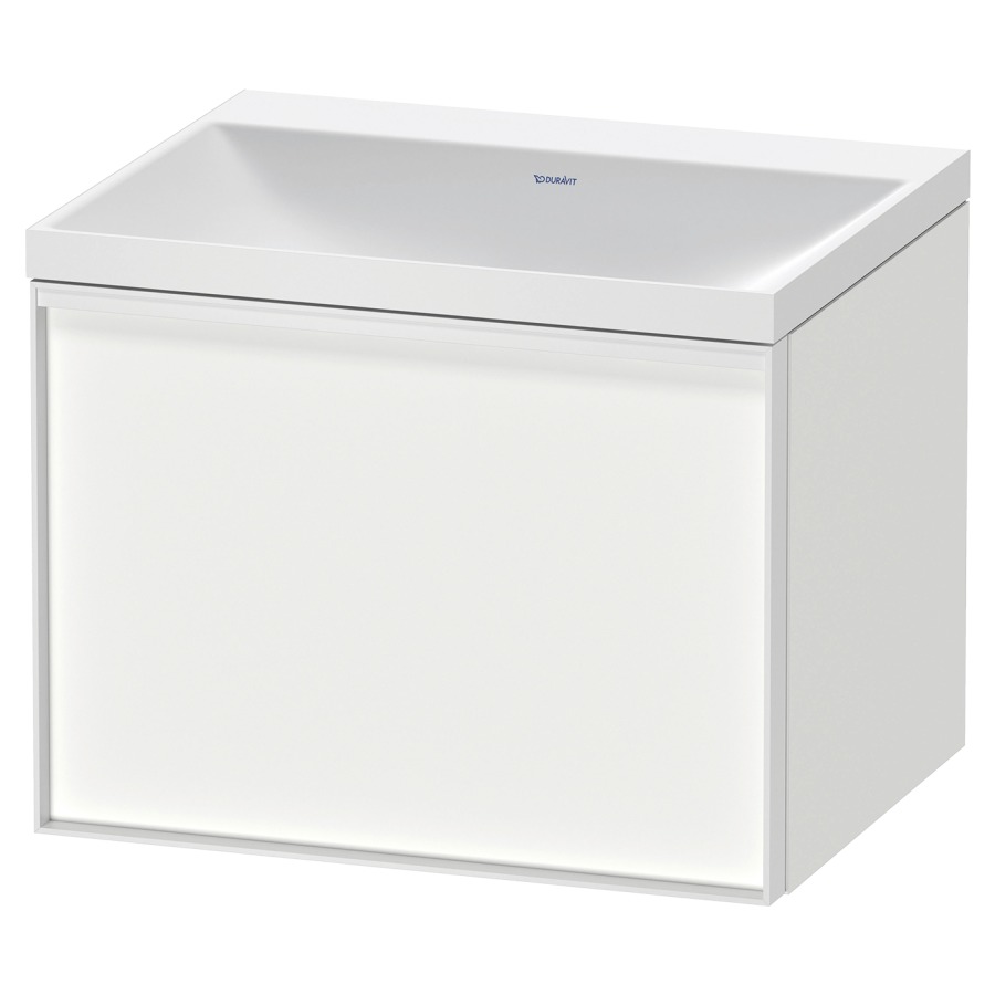 Combinaison de meuble VITRIUM
60 x 48,1 x 47,9 cm
élément à 1 tiroir, 1 tiroir
intérieur, avec lavabo fonte
minérale DuroCast, sans
trop-plein, sans trou de
robinetterie, avec siphon gain
de place et vidage