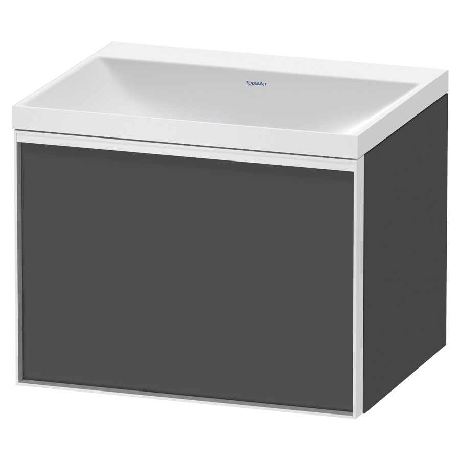 Combinaison de meuble VITRIUM
60 x 48,1 x 47,9 cm
élément à 1 tiroir, 1 tiroir
intérieur, avec lavabo fonte
minérale DuroCast, sans
trop-plein, sans trou de
robinetterie, avec siphon gain
de place et vidage
