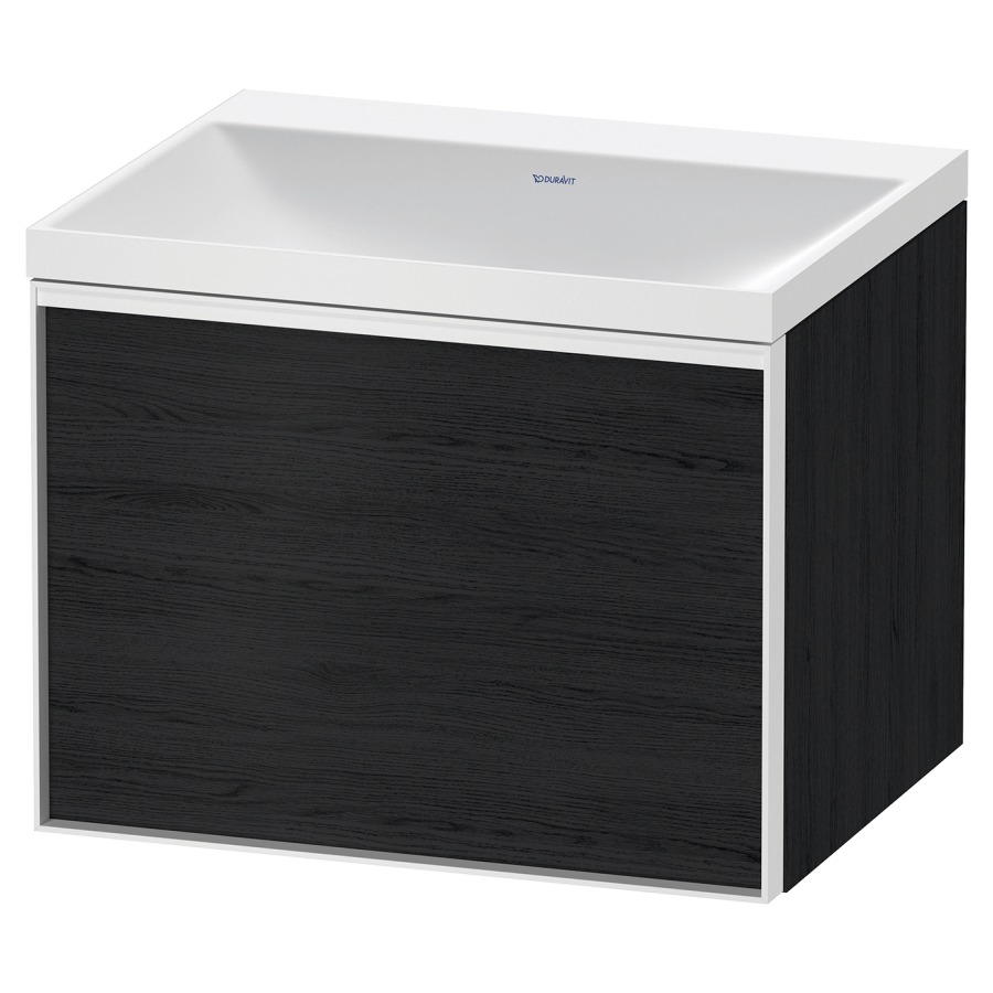 Combinaison de meuble VITRIUM
60 x 48,1 x 47,9 cm
élément à 1 tiroir
1 tiroir intérieur, avec
lavabo fonte minérale DuroCast
sans trop-plein, sans trou de
robinetterie, avec siphon gain
de place et vidage, avec
éclairage intérieur
l'éclairage intérieur ne peut
être commandé que par le
miroir/l'armoire de toilette
dans la version "commande par
capteur de l'éclairage
intérieur"