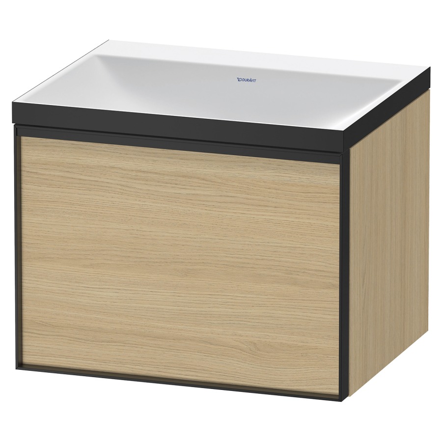 Combinaison de meuble VITRIUM
60 x 48,1 x 47,9 cm
élément à 1 tiroir
1 tiroir intérieur, avec
lavabo fonte minérale DuroCast
sans trop-plein, sans trou de
robinetterie, avec siphon gain
de place et vidage, avec
éclairage intérieur
l'éclairage intérieur ne peut
être commandé que par le
miroir/l'armoire de toilette
dans la version "commande par
capteur de l'éclairage
intérieur"