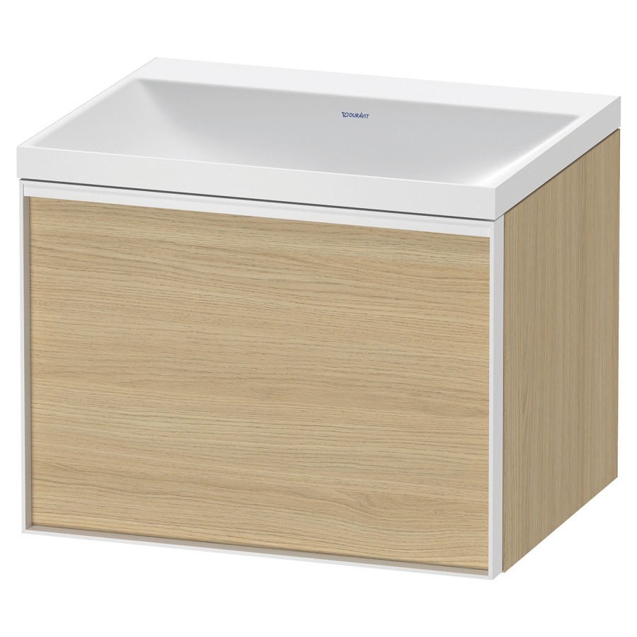 Combinaison de meuble VITRIUM
60 x 48,1 x 47,9 cm
élément à 1 tiroir
1 tiroir intérieur, avec
lavabo fonte minérale DuroCast
sans trop-plein, sans trou de
robinetterie, avec siphon gain
de place et vidage, avec
éclairage intérieur
l'éclairage intérieur ne peut
être commandé que par le
miroir/l'armoire de toilette
dans la version "commande par
capteur de l'éclairage
intérieur"