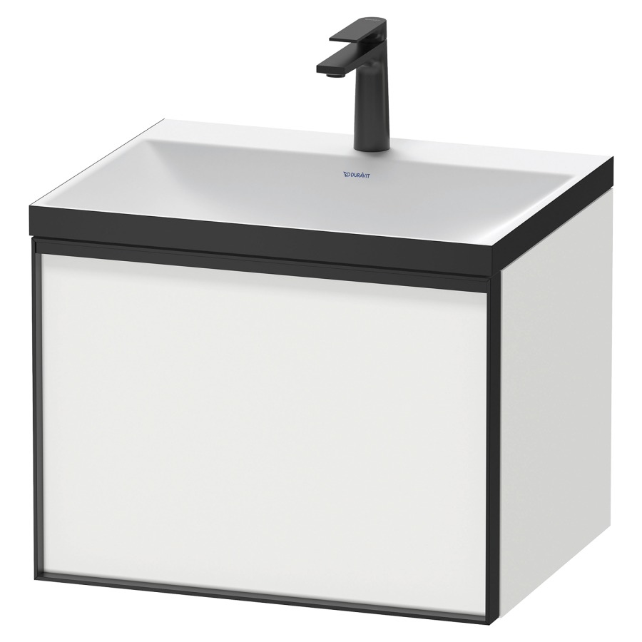 Combinaison de meuble VITRIUM
60 x 48,1 x 47,9 cm
élément à 1 tiroir
1 tiroir intérieur, avec
lavabo fonte minérale DuroCast
sans trop-plein, 1 trou de
robinetterie, avec siphon gain
de place et vidage