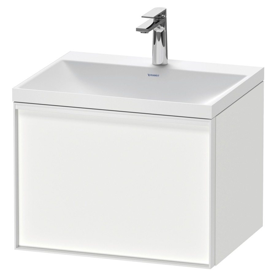 Combinaison de meuble VITRIUM
60 x 48,1 x 47,9 cm
élément à 1 tiroir
1 tiroir intérieur, avec
lavabo fonte minérale DuroCast
sans trop-plein, 1 trou de
robinetterie, avec siphon gain
de place et vidage