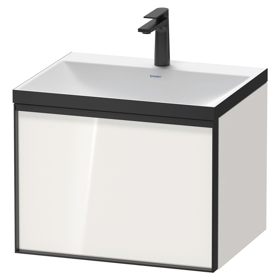 Combinaison de meuble VITRIUM
60 x 48,1 x 47,9 cm
élément à 1 tiroir
1 tiroir intérieur, avec
lavabo fonte minérale DuroCast
sans trop-plein, 1 trou de
robinetterie, avec siphon gain
de place et vidage