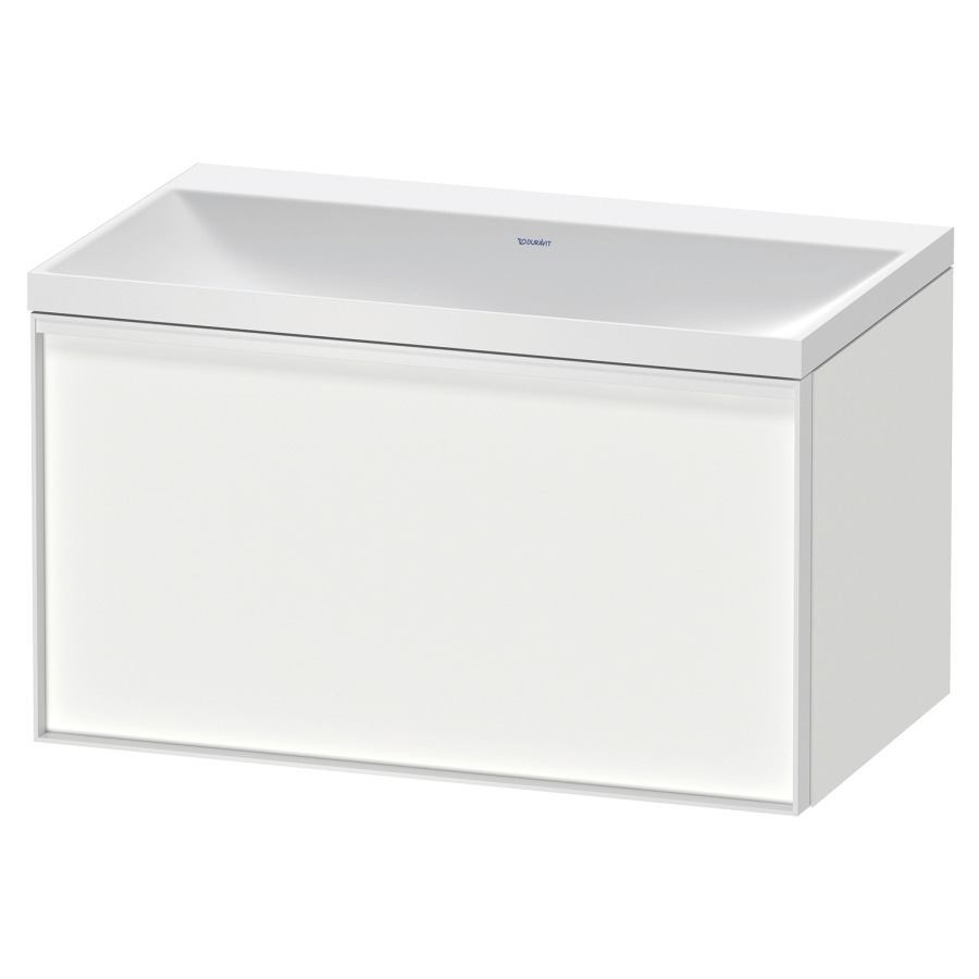 Combinaison de meuble VITRIUM
80 x 48,1 x 47,9 cm
élément à 1 tiroir
1 tiroir intérieur, avec
lavabo fonte minérale DuroCast
sans trop-plein, sans trou de
robinetterie, avec siphon gain
de place et vidage