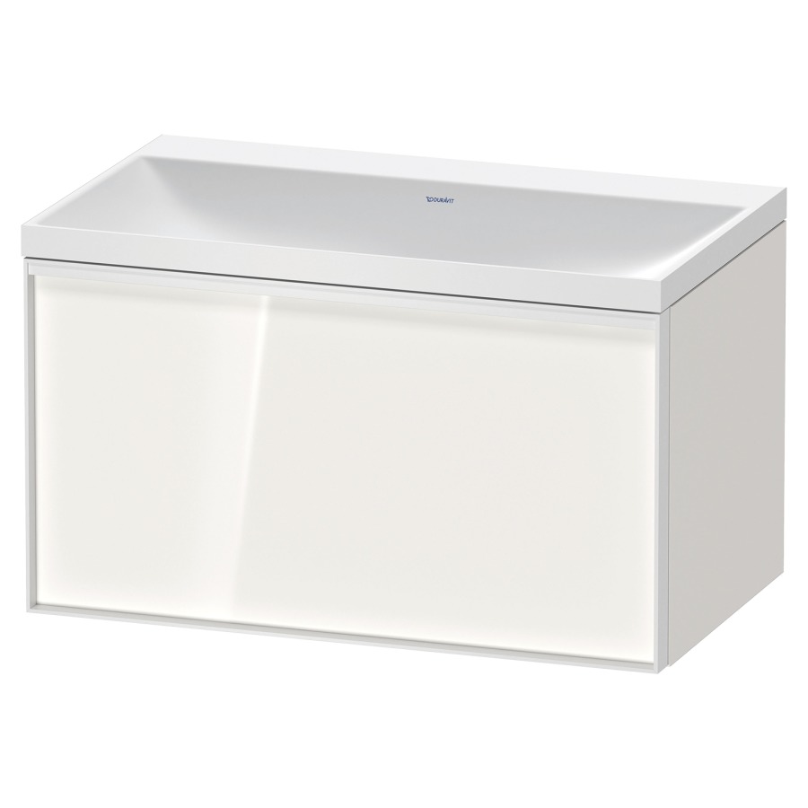 Combinaison de meuble VITRIUM
80 x 48,1 x 47,9 cm
élément à 1 tiroir
1 tiroir intérieur, avec
lavabo fonte minérale DuroCast
sans trop-plein, sans trou de
robinetterie, avec siphon gain
de place et vidage