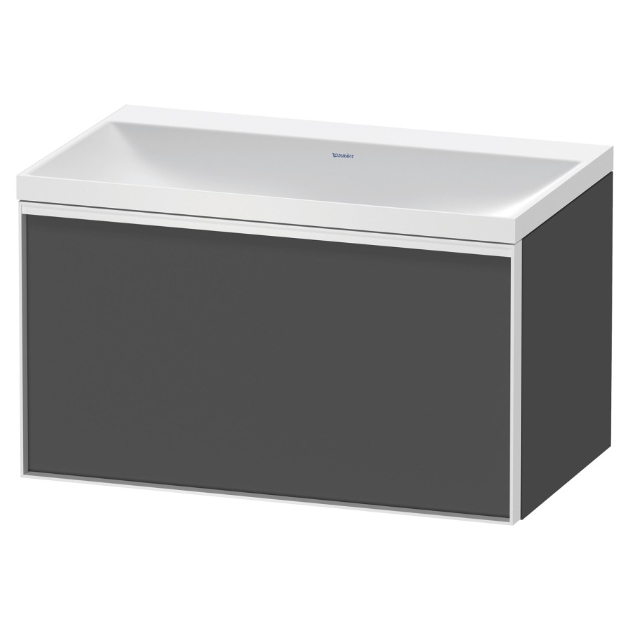 Combinaison de meuble VITRIUM
80 x 48,1 x 47,9 cm
élément à 1 tiroir
1 tiroir intérieur, avec
lavabo fonte minérale DuroCast
sans trop-plein, sans trou de
robinetterie, avec siphon gain
de place et vidage