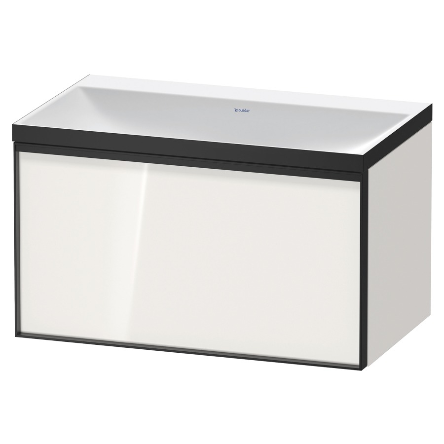 Combinaison de meuble VITRIUM
80 x 48,1 x 47,9 cm
élément à 1 tiroir
1 tiroir intérieur, avec
lavabo fonte minérale DuroCast
sans trop-plein, sans trou de
robinetterie, avec siphon gain
de place et vidage, avec
éclairage intérieur
l'éclairage intérieur ne peut
être commandé que par le
miroir/l'armoire de toilette
dans la version "commande par
capteur de l'éclairage
intérieur"