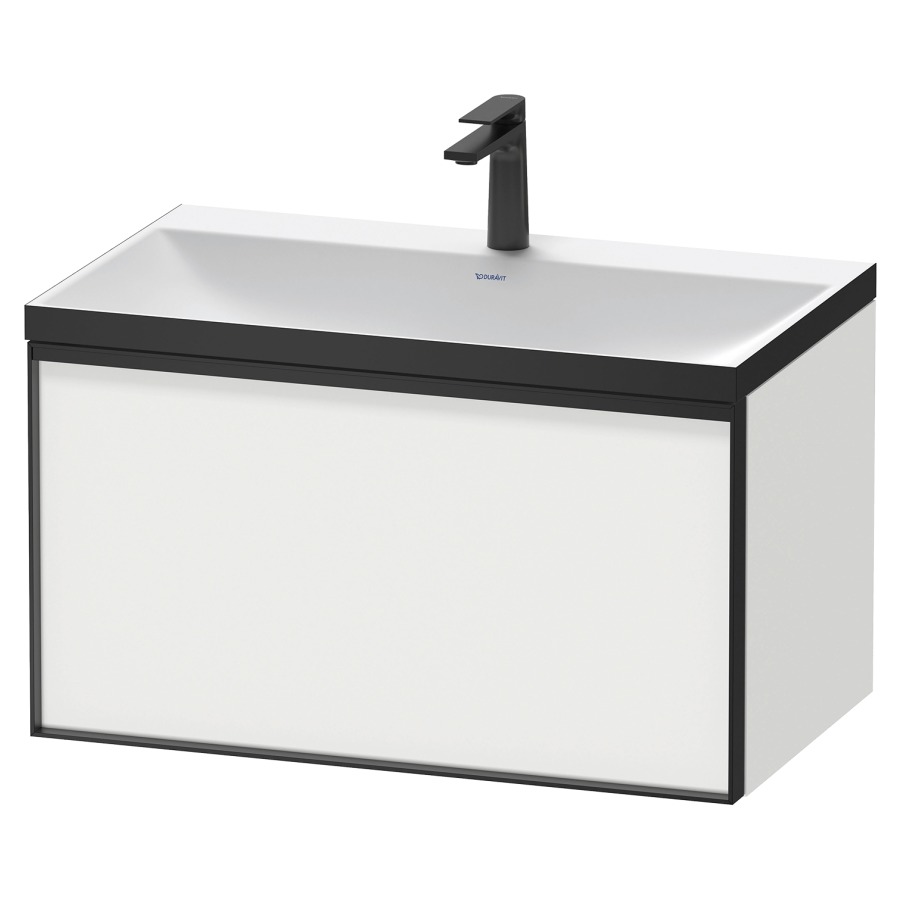 Combinaison de meuble VITRIUM
80 x 48,1 x 47,9 cm
élément à 1 tiroir
1 tiroir intérieur, avec
lavabo fonte minérale DuroCast
sans trop-plein, 1 trou de
robinetterie, avec siphon gain
de place et vidage