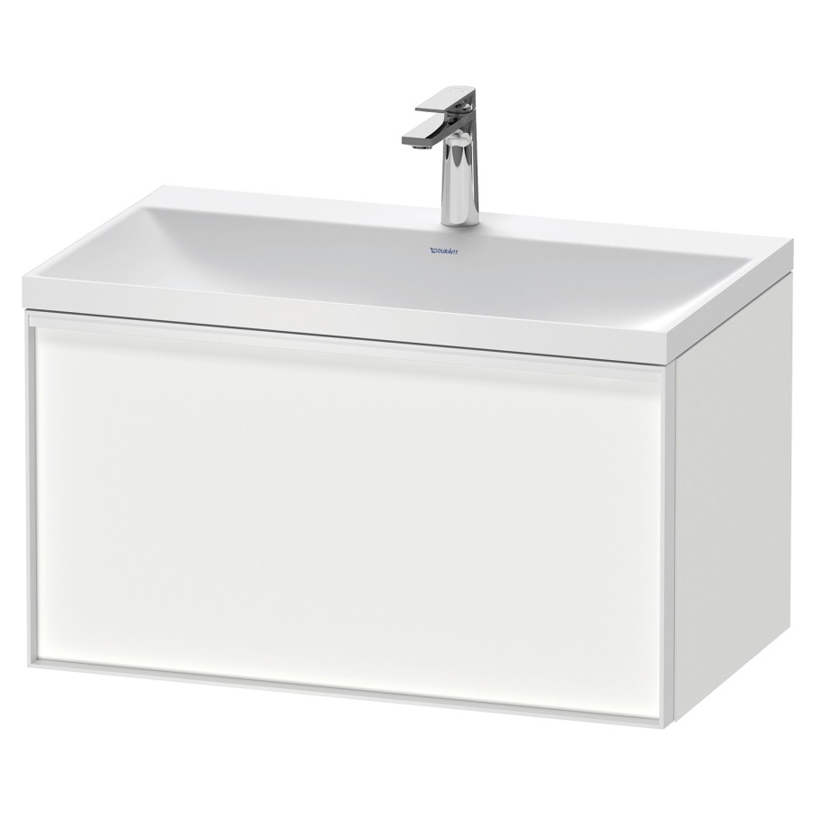 Combinaison de meuble VITRIUM
80 x 48,1 x 47,9 cm
élément à 1 tiroir
1 tiroir intérieur, avec
lavabo fonte minérale DuroCast
sans trop-plein, 1 trou de
robinetterie, avec siphon gain
de place et vidage