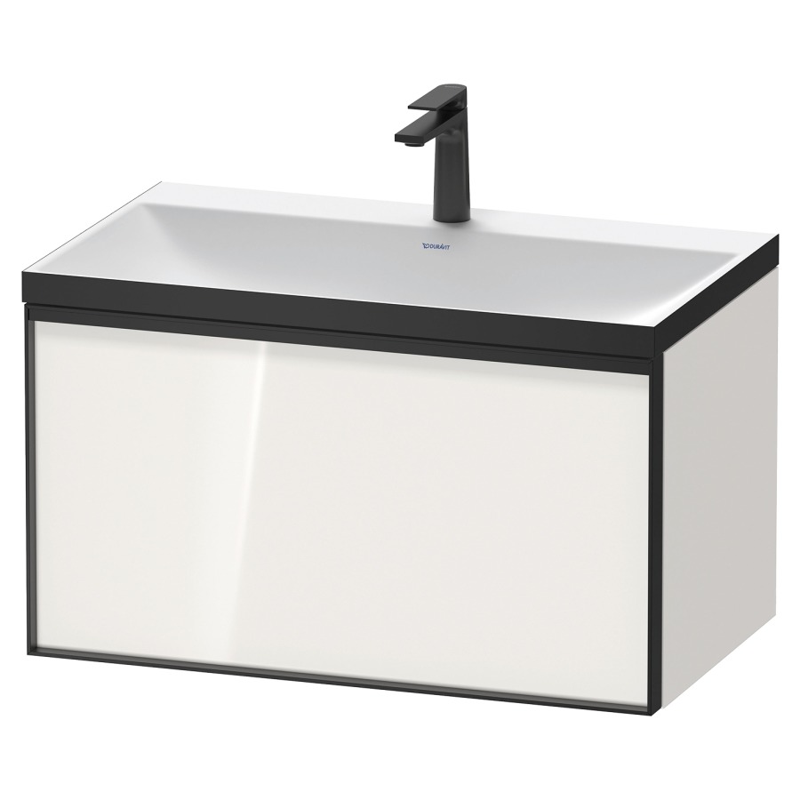 Combinaison de meuble VITRIUM
80 x 48,1 x 47,9 cm
élément à 1 tiroir
1 tiroir intérieur, avec
lavabo fonte minérale DuroCast
sans trop-plein, 1 trou de
robinetterie, avec siphon gain
de place et vidage