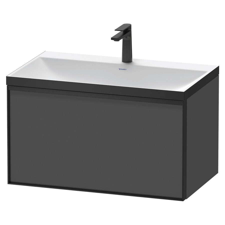 Combinaison de meuble VITRIUM
80 x 48,1 x 47,9 cm
élément à 1 tiroir
1 tiroir intérieur, avec
lavabo fonte minérale DuroCast
sans trop-plein, 1 trou de
robinetterie, avec siphon gain
de place et vidage