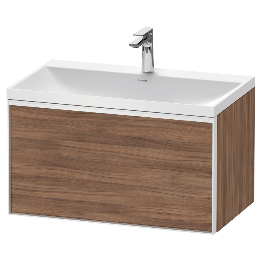 Combinaison de meuble VITRIUM
80 x 48,1 x 47,9 cm
élément à 1 tiroir
1 tiroir intérieur, avec
lavabo fonte minérale DuroCast
sans trop-plein, 1 trou de
robinetterie, avec siphon gain
de place et vidage, avec
éclairage intérieur
l'éclairage intérieur ne peut
être commandé que par le
miroir/l'armoire de toilette
dans la version "commande par
capteur de l'éclairage
intérieur"
