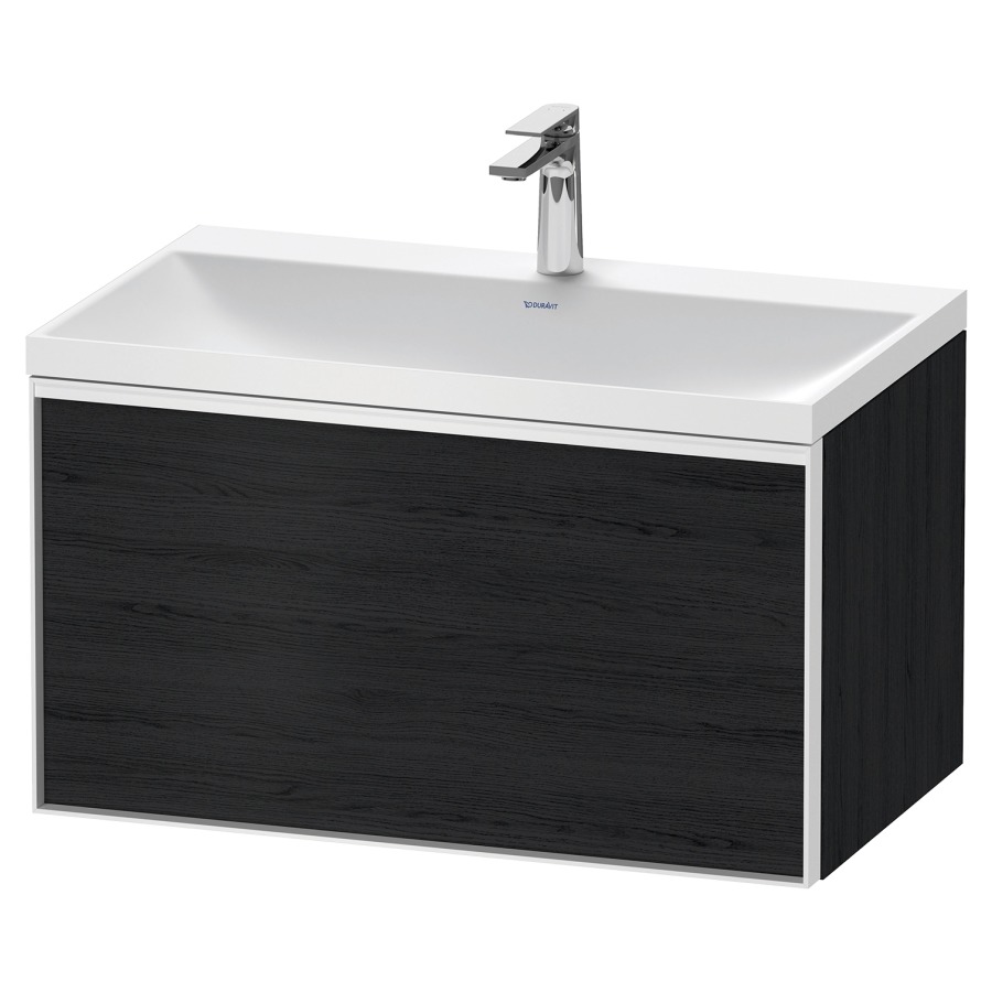 Combinaison de meuble VITRIUM
80 x 48,1 x 47,9 cm
élément à 1 tiroir
1 tiroir intérieur, avec
lavabo fonte minérale DuroCast
sans trop-plein, 1 trou de
robinetterie, avec siphon gain
de place et vidage, avec
éclairage intérieur
l'éclairage intérieur ne peut
être commandé que par le
miroir/l'armoire de toilette
dans la version "commande par
capteur de l'éclairage
intérieur"