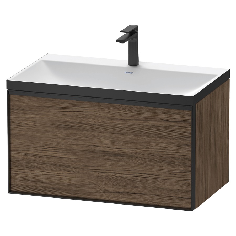 Combinaison de meuble VITRIUM
80 x 48,1 x 47,9 cm
élément à 1 tiroir
1 tiroir intérieur, avec
lavabo fonte minérale DuroCast
sans trop-plein, 1 trou de
robinetterie, avec siphon gain
de place et vidage, avec
éclairage intérieur
l'éclairage intérieur ne peut
être commandé que par le
miroir/l'armoire de toilette
dans la version "commande par
capteur de l'éclairage
intérieur"