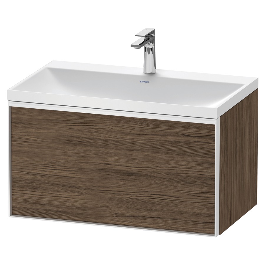 Combinaison de meuble VITRIUM
80 x 48,1 x 47,9 cm
élément à 1 tiroir
1 tiroir intérieur, avec
lavabo fonte minérale DuroCast
sans trop-plein, 1 trou de
robinetterie, avec siphon gain
de place et vidage, avec
éclairage intérieur
l'éclairage intérieur ne peut
être commandé que par le
miroir/l'armoire de toilette
dans la version "commande par
capteur de l'éclairage
intérieur"