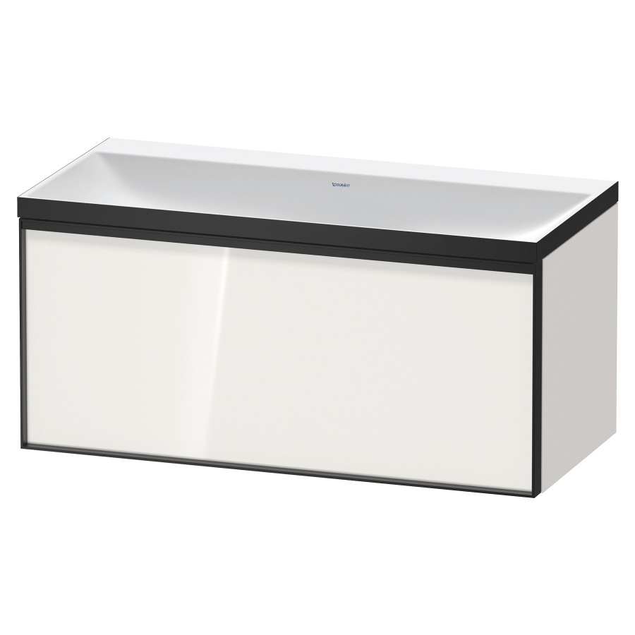 Combinaison de meuble VITRIUM
100 x 48,1 x 47,9 cm
élément à 1 tiroir
1 tiroir intérieur, avec
lavabo fonte minérale DuroCast
sans trop-plein, sans trou de
robinetterie, avec siphon gain
de place et vidage