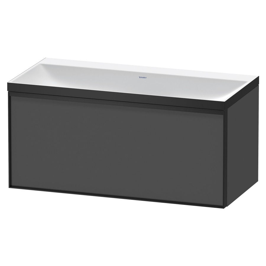Combinaison de meuble VITRIUM
100 x 48,1 x 47,9 cm
élément à 1 tiroir
1 tiroir intérieur, avec
lavabo fonte minérale DuroCast
sans trop-plein, sans trou de
robinetterie, avec siphon gain
de place et vidage