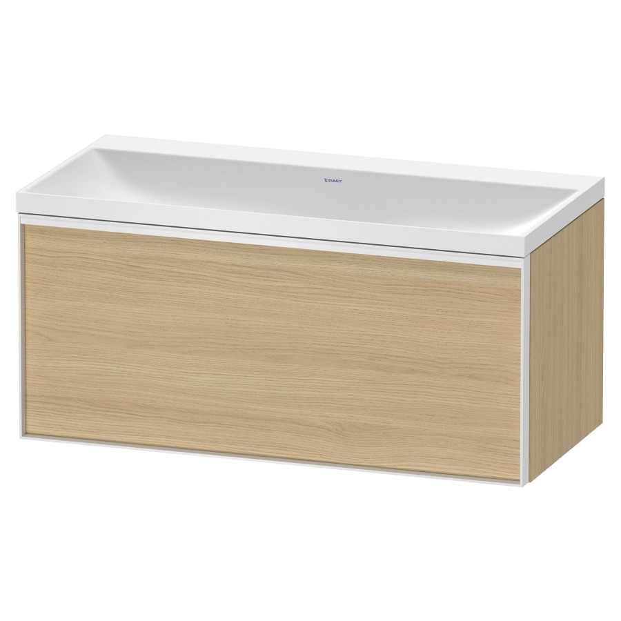 Combinaison de meuble VITRIUM
100 x 48,1 x 47,9 cm
élément à 1 tiroir
1 tiroir intérieur, avec
lavabo fonte minérale DuroCast
sans trop-plein, sans trou de
robinetterie, avec siphon gain
de place et vidage