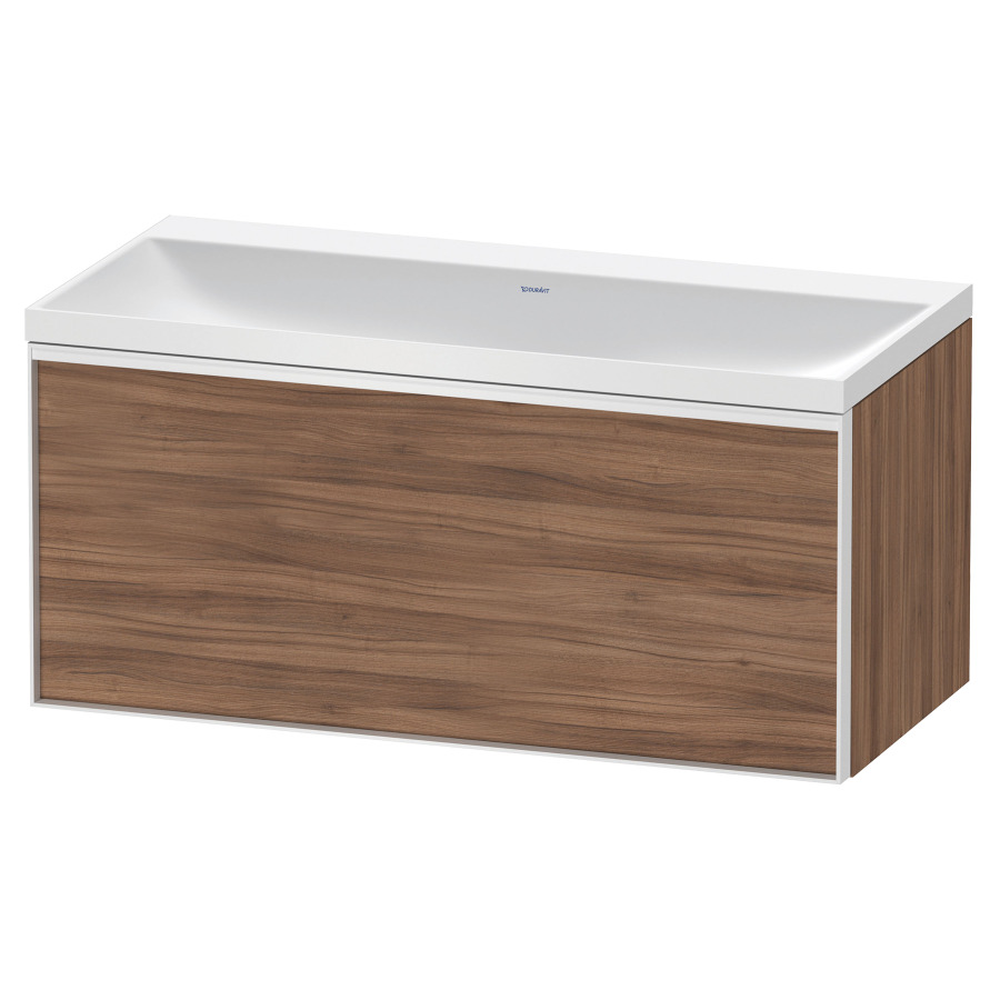Combinaison de meuble VITRIUM
100 x 48,1 x 47,9 cm
élément à 1 tiroir
1 tiroir intérieur, avec
lavabo fonte minérale DuroCast
sans trop-plein, sans trou de
robinetterie, avec siphon gain
de place et vidage, avec
éclairage intérieur
l'éclairage intérieur ne peut
être commandé que par le
miroir/l'armoire de toilette
dans la version "commande par
capteur de l'éclairage
intérieur"