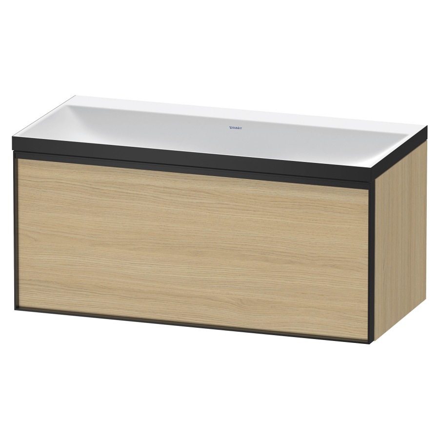 Combinaison de meuble VITRIUM
100 x 48,1 x 47,9 cm
élément à 1 tiroir
1 tiroir intérieur, avec
lavabo fonte minérale DuroCast
sans trop-plein, sans trou de
robinetterie, avec siphon gain
de place et vidage, avec
éclairage intérieur
l'éclairage intérieur ne peut
être commandé que par le
miroir/l'armoire de toilette
dans la version "commande par
capteur de l'éclairage
intérieur"