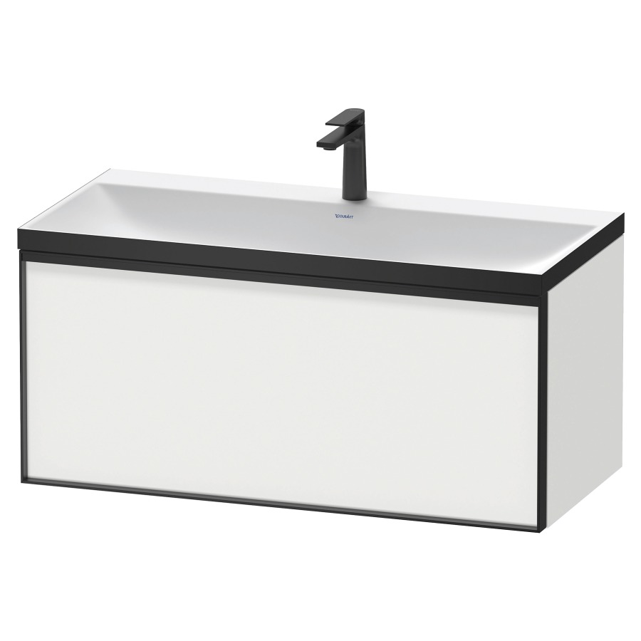 Combinaison de meuble VITRIUM
100 x 48,1 x 47,9 cm
élément à 1 tiroir
1 tiroir intérieur, avec
lavabo fonte minérale DuroCast
sans trop-plein, 1 trou de
robinetterie, avec siphon gain
de place et vidage