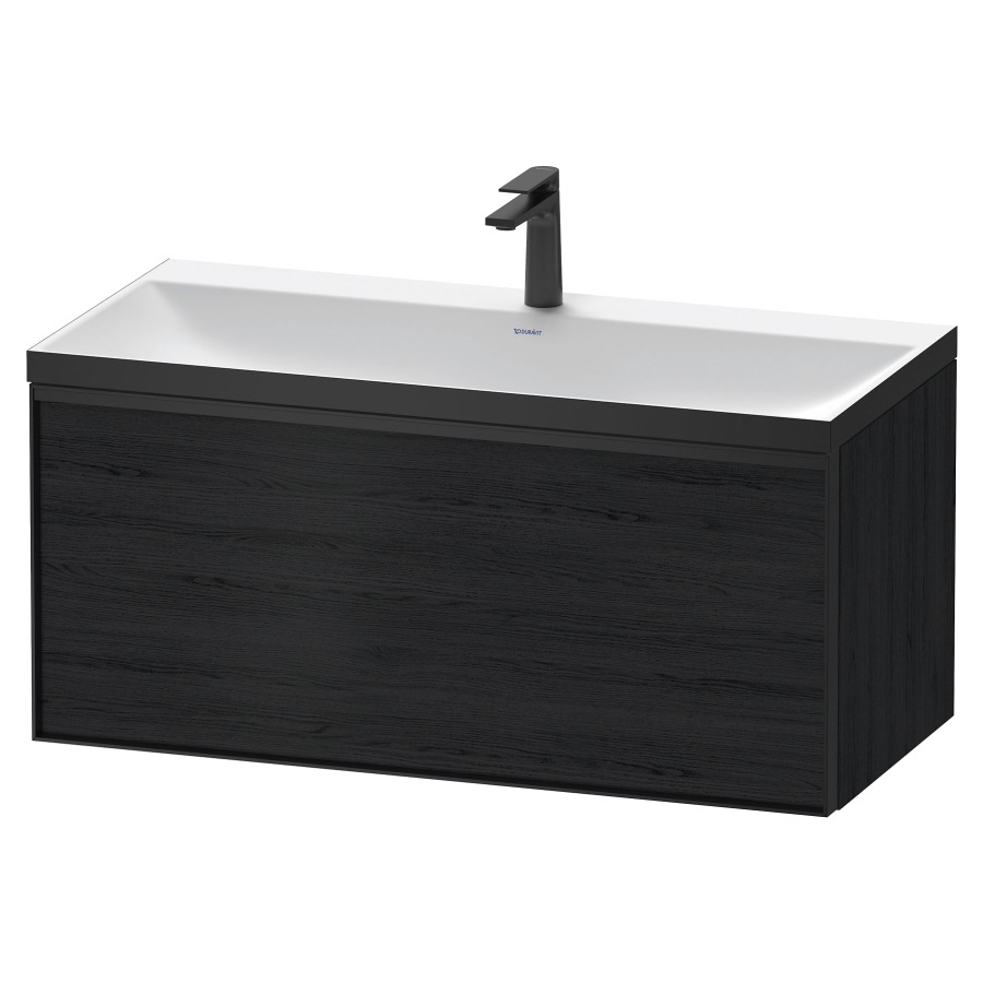 Combinaison de meuble VITRIUM
100 x 48,1 x 47,9 cm
élément à 1 tiroir
1 tiroir intérieur, avec
lavabo fonte minérale DuroCast
sans trop-plein, 1 trou de
robinetterie, avec siphon gain
de place et vidage