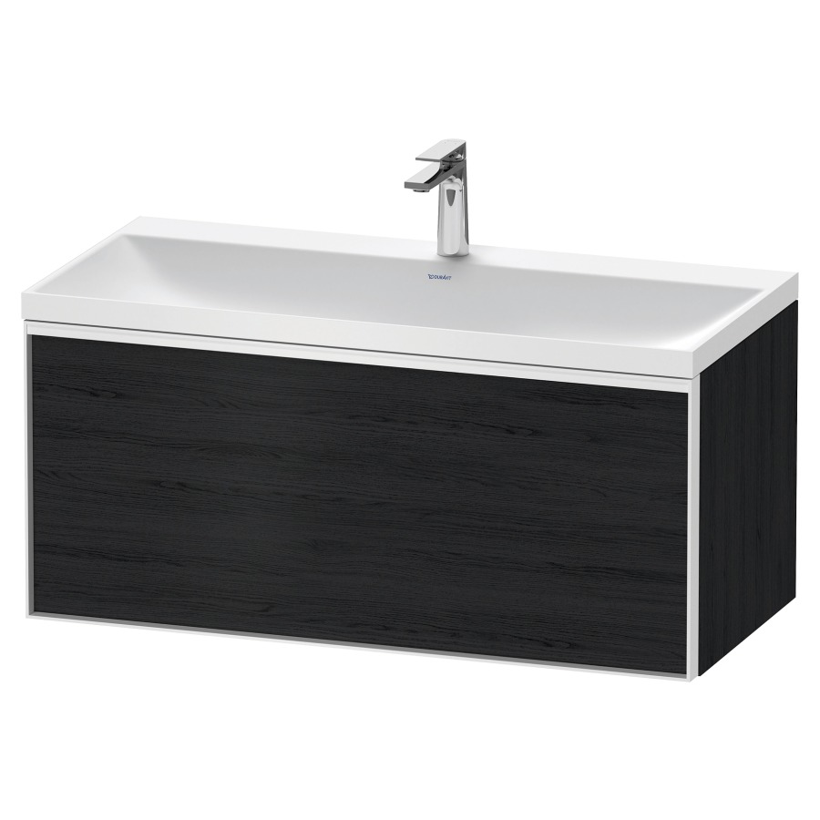 Combinaison de meuble VITRIUM
100 x 48,1 x 47,9 cm
élément à 1 tiroir
1 tiroir intérieur, avec
lavabo fonte minérale DuroCast
sans trop-plein, 1 trou de
robinetterie, avec siphon gain
de place et vidage
