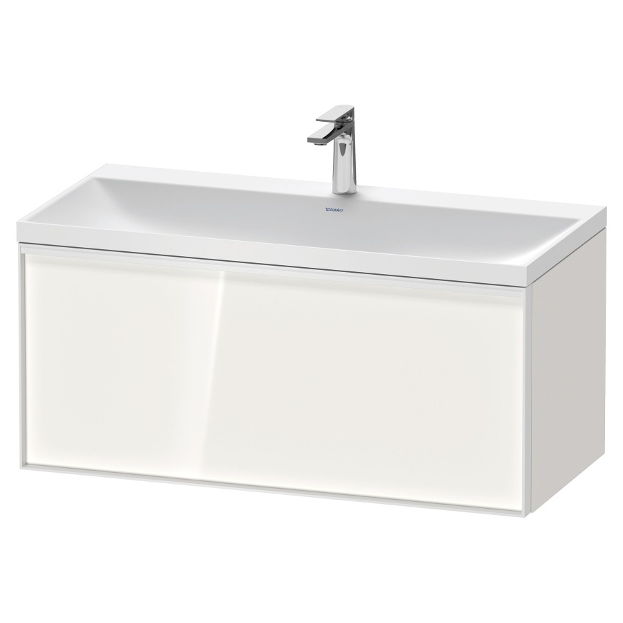 Combinaison de meuble VITRIUM
100 x 48,1 x 47,9 cm
élément à 1 tiroir
1 tiroir intérieur, avec
lavabo fonte minérale DuroCast
sans trop-plein, 1 trou de
robinetterie, avec siphon gain
de place et vidage