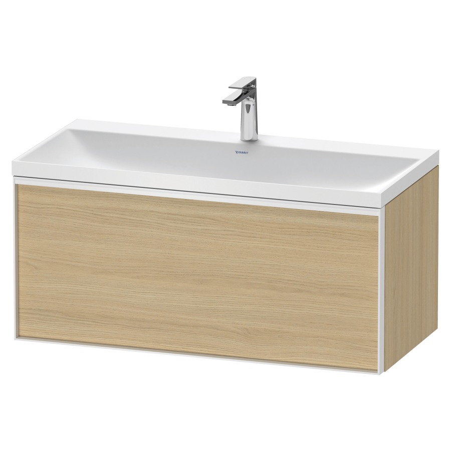 Combinaison de meuble VITRIUM
100 x 48,1 x 47,9 cm
élément à 1 tiroir
1 tiroir intérieur, avec
lavabo fonte minérale DuroCast
sans trop-plein, 1 trou de
robinetterie, avec siphon gain
de place et vidage