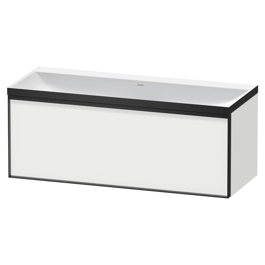 Combinaison de meuble VITRIUM
120 x 48,1 x 47,9 cm
élément à 1 tiroir
1 tiroir intérieur, avec
lavabo fonte minérale DuroCast
sans trop-plein, sans trou de
robinetterie, avec siphon gain
de place et vidage