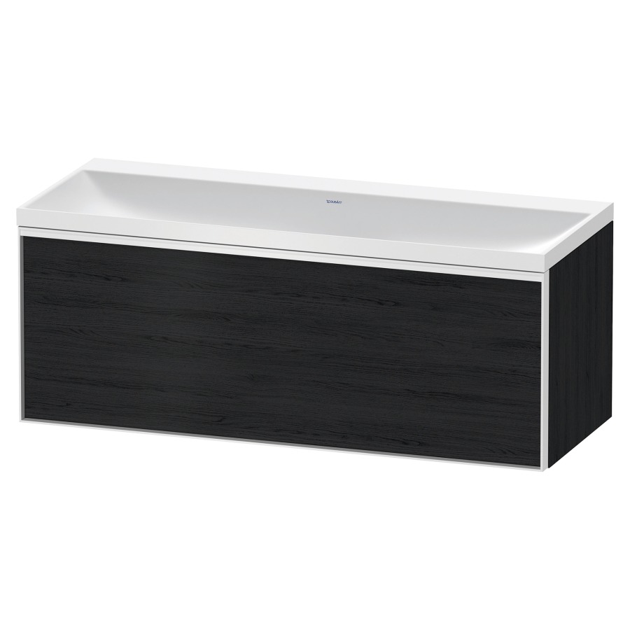 Combinaison de meuble VITRIUM
120 x 48,1 x 47,9 cm
élément à 1 tiroir
1 tiroir intérieur, avec
lavabo fonte minérale DuroCast
sans trop-plein, sans trou de
robinetterie, avec siphon gain
de place et vidage